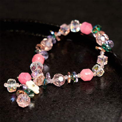 14-16cm Pink Green White Crystal Healing Bracelet