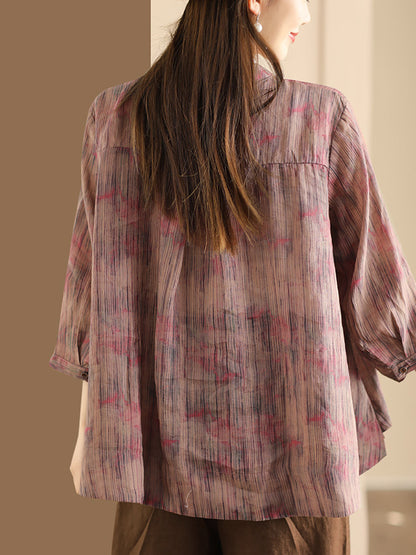 Spring Stripe Button-up Blouse Co1007