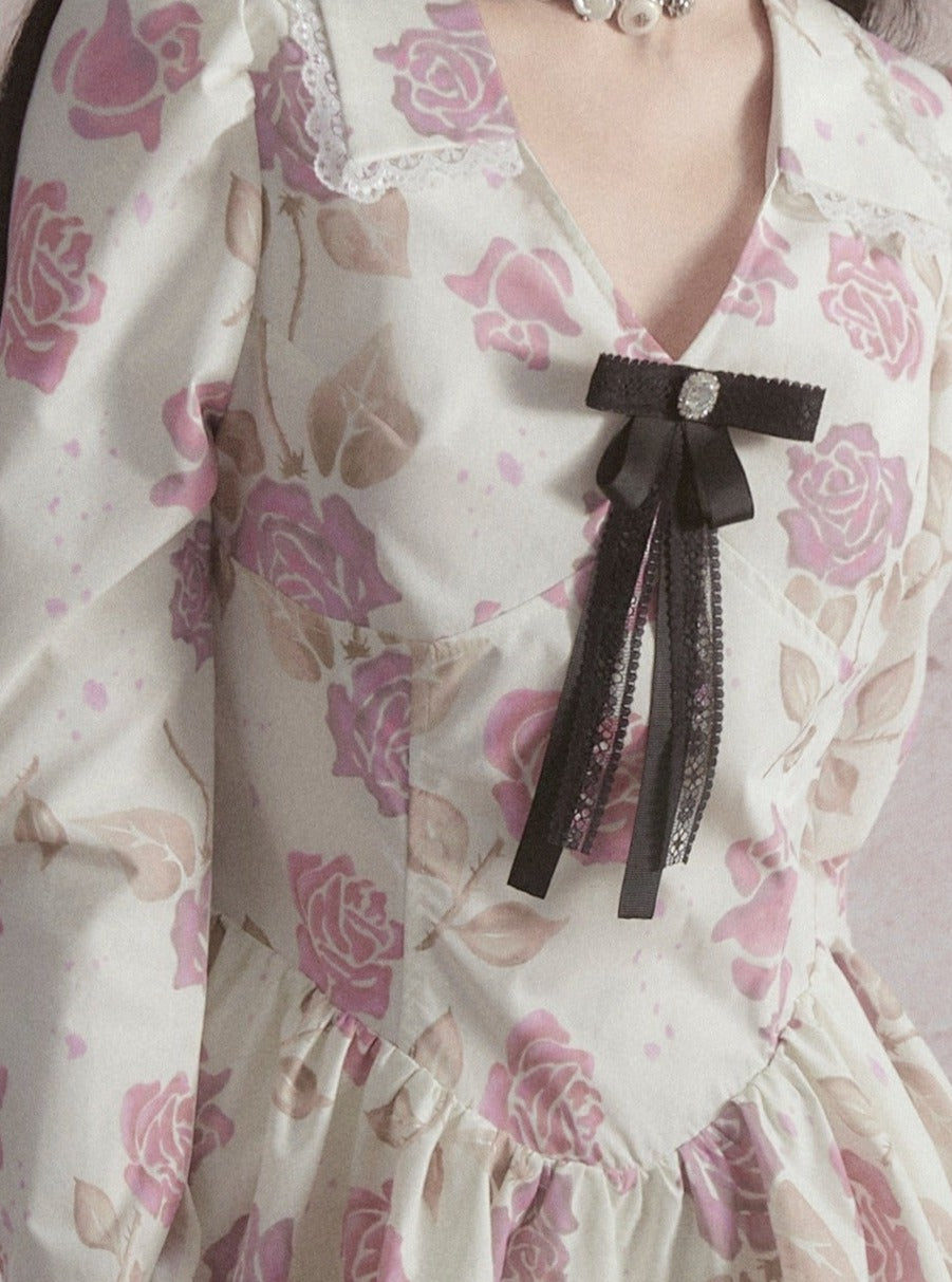Romantic Lace-trimmed Mini Dress With Bow Detail