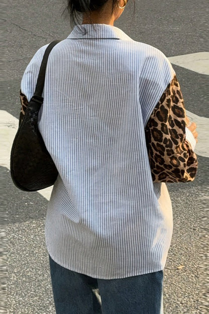 Street Style Leopard Stripe Blouse