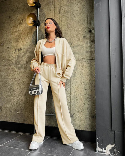 Urban - Green Zippered Cardigan and Trousers Set