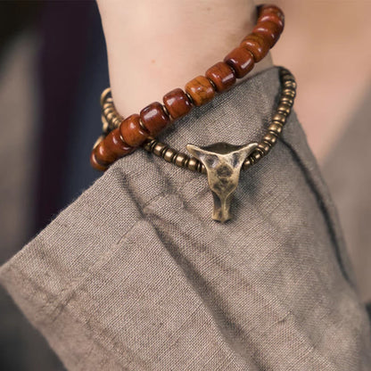 14cm Yak Bone Copper Double Wrap Strength Spiritual Bracelet