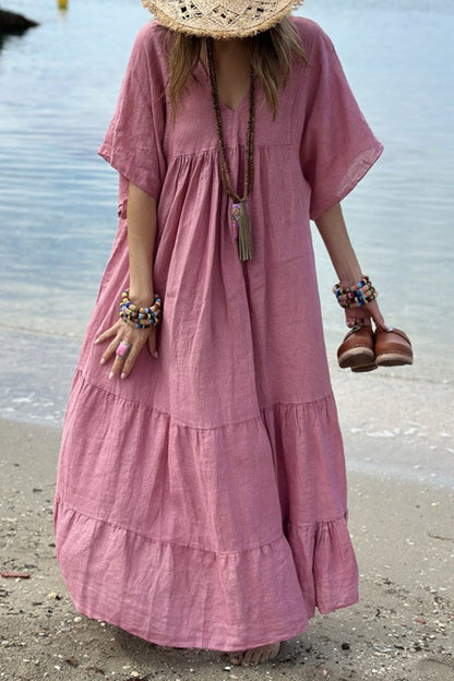 Mira V-neck Paneled Maxi Dress