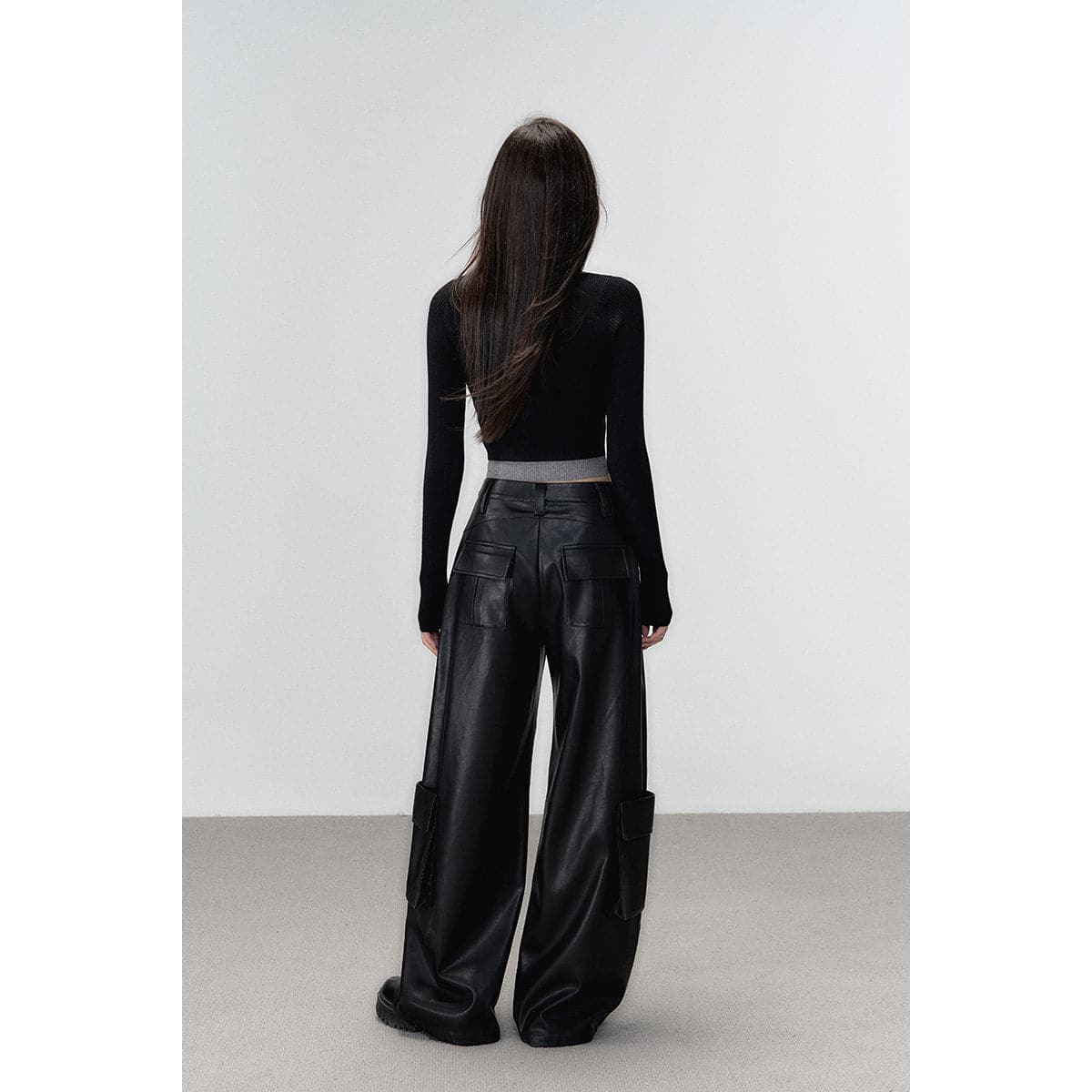 Black Hollow Out Knit Cardigan - 2-piece Design