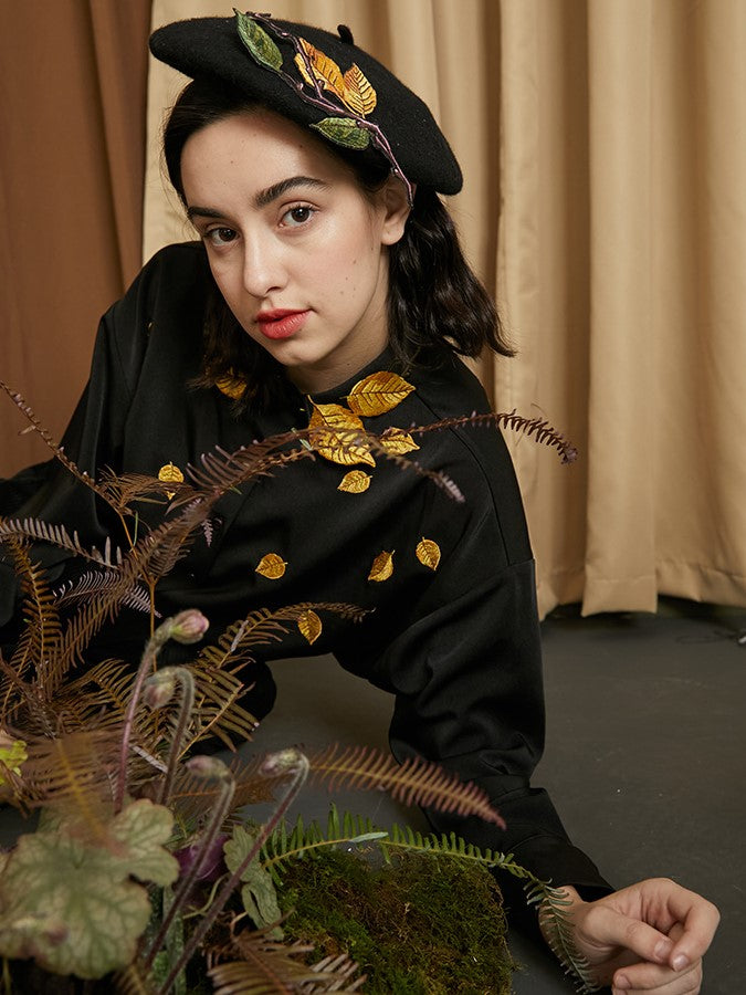 Golden Leaf Embroidered Blouse
