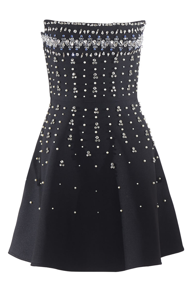 Yehudi Black Diamond Embellished Mini Dress