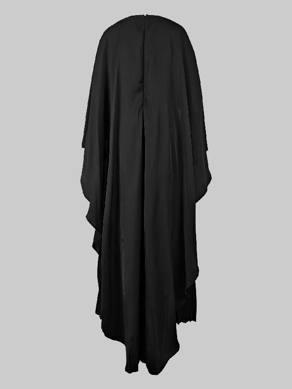 Cape High-low Pleated Color Split-joint Round-neck Evening Dresses Maxi Dresses