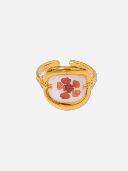 Spring Adjustable White Ring Set