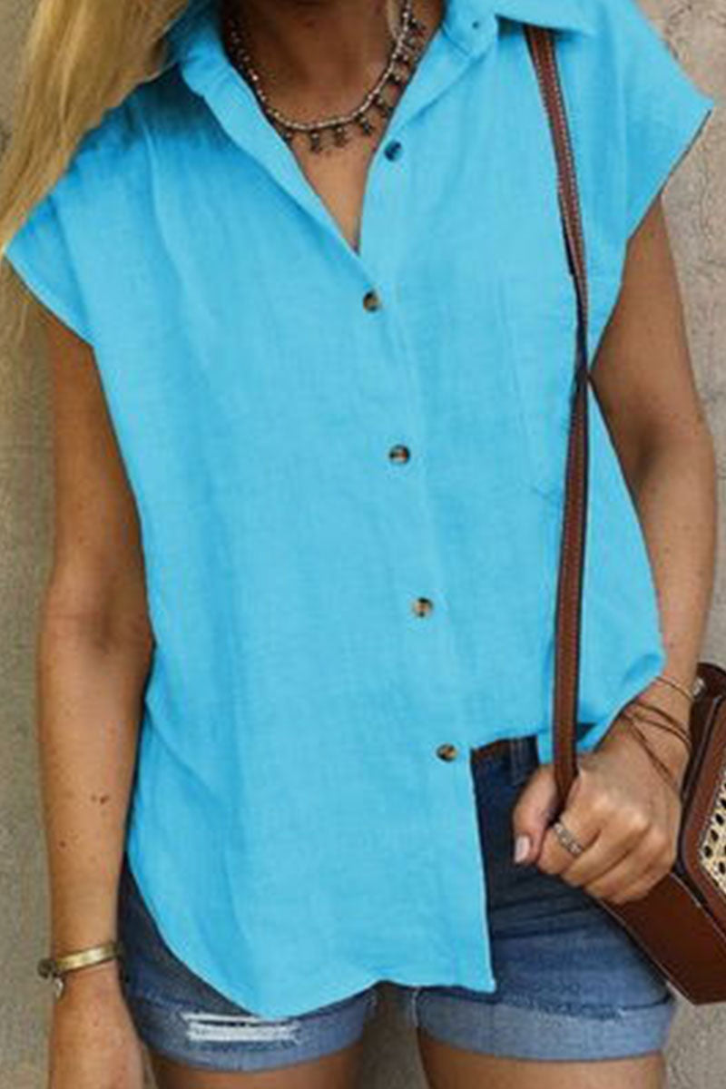 Patchwork Turndown Collar Blouses(4 Colors)
