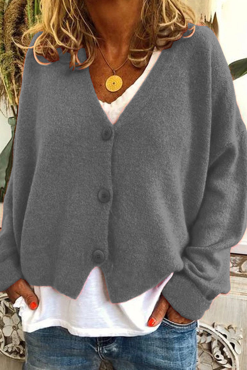 Patchwork V Neck Mid Waist Knit Cardigans(15 Colors)