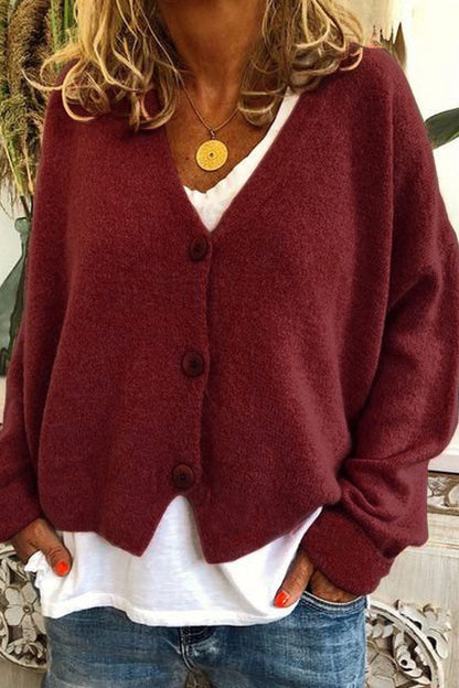 Patchwork V Neck Mid Waist Knit Cardigans(15 Colors)