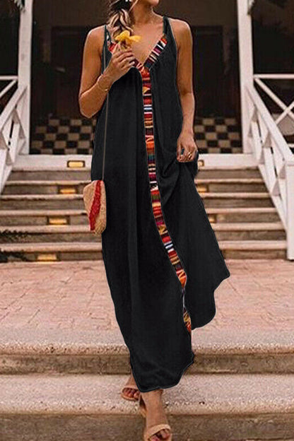 Geometric Split Joint Sling Maxi Dresses