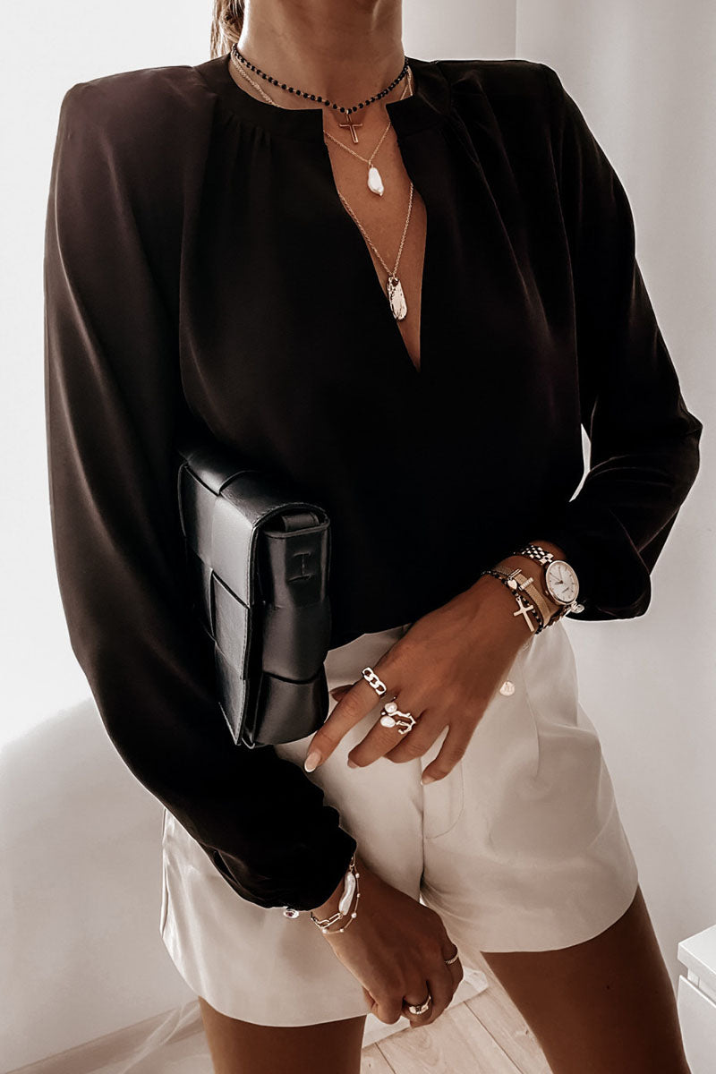 British Style V Neck Blouses(3 Colors)