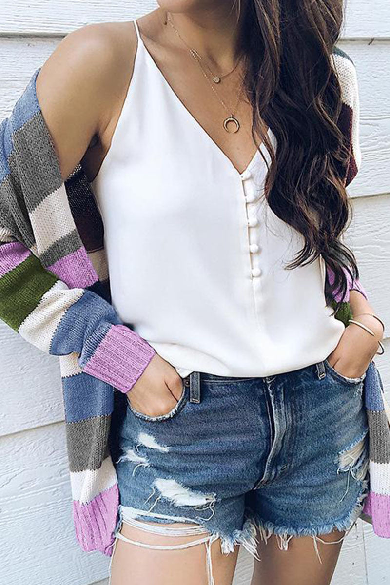 Street Striped Patchwork Cardigans