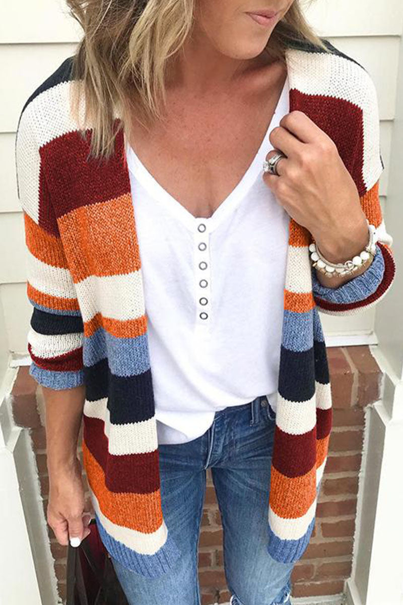 Street Striped Patchwork Cardigans