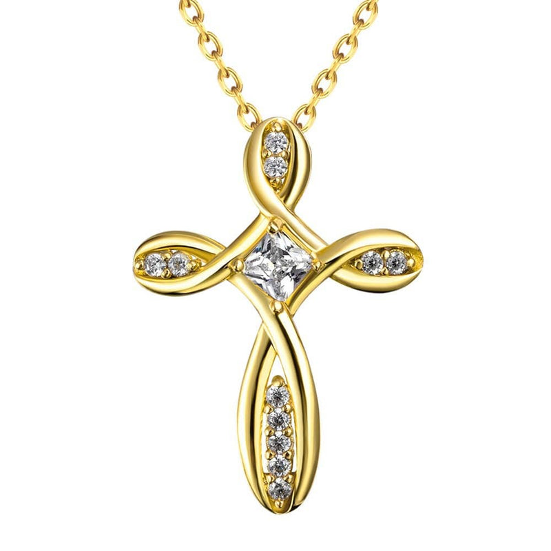 Zircon Tied Cross Necklace