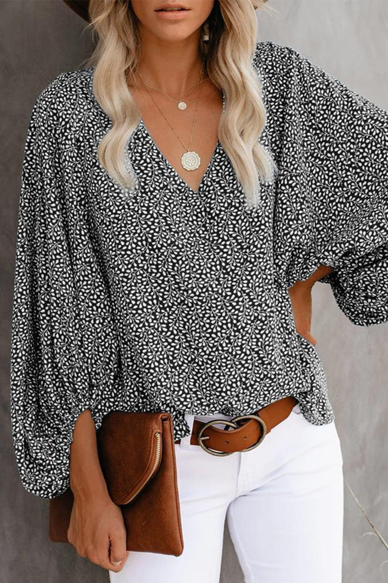 Print Basic V Neck Blouses(8 Colors)