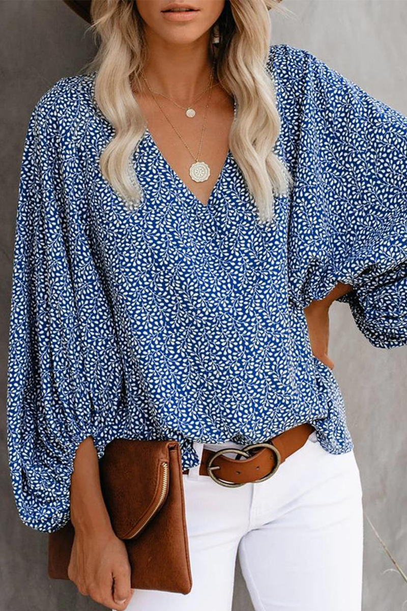 Print Basic V Neck Blouses(8 Colors)