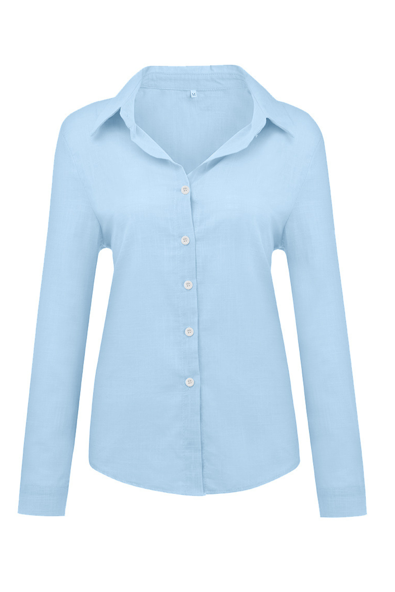 Buckle Shirt Collar Blouses(4 Colors)