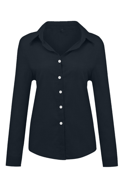 Buckle Shirt Collar Blouses(4 Colors)