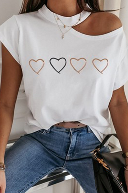 Print Split Joint O Neck T-shirts