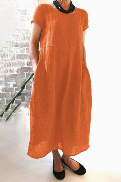 Street Pocket O Neck Maxi Dresses(8 Colors)