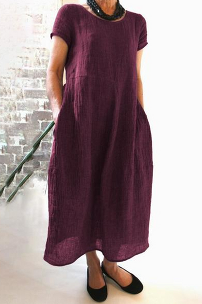 Street Pocket O Neck Maxi Dresses(8 Colors)