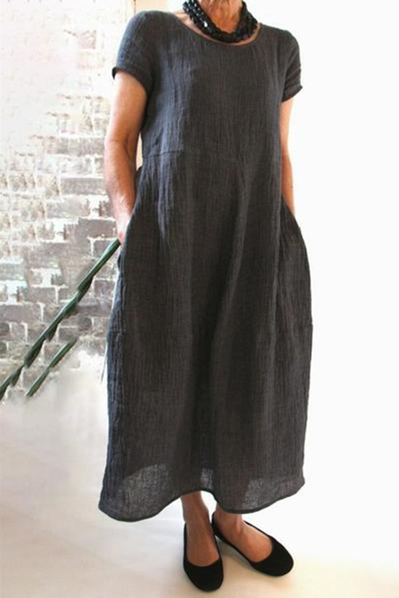 Street Pocket O Neck Maxi Dresses(8 Colors)