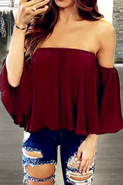 Patchwork Strapless Blouses(8 Colors)