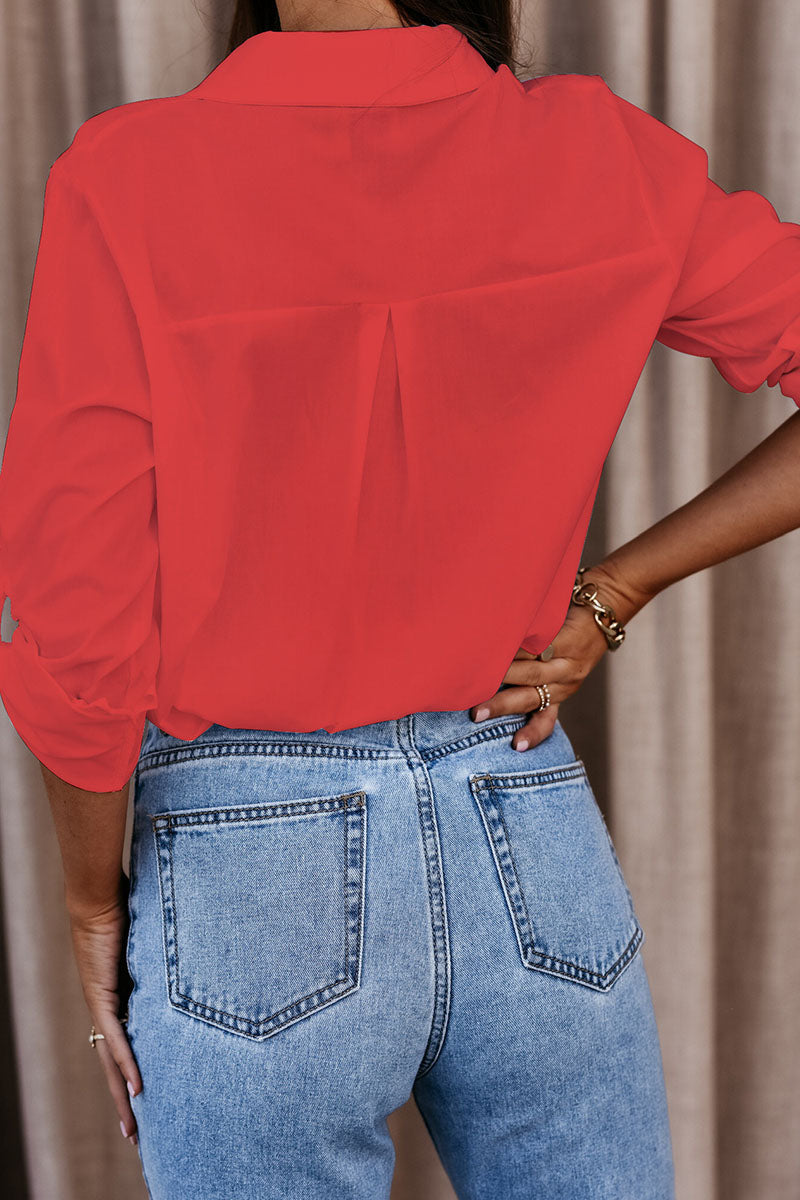 Patchwork Turndown Collar Blouses (4 Colors)