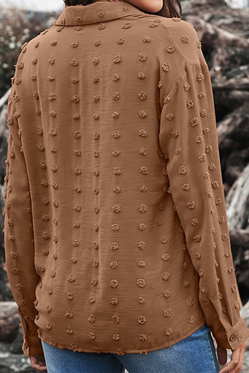 Patchwork Buckle Turndown Collar Blouses(6 Colors)