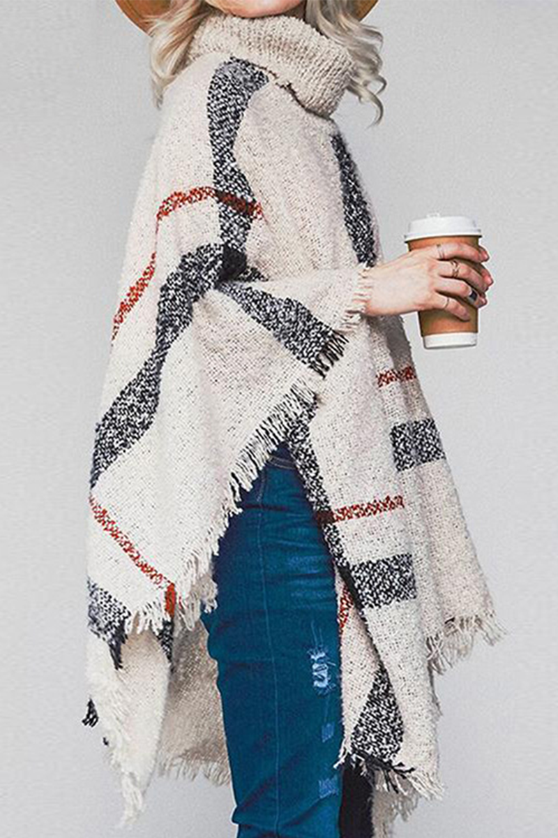 Patchwork Tassel Turtleneck Cardigans(3 Colors)