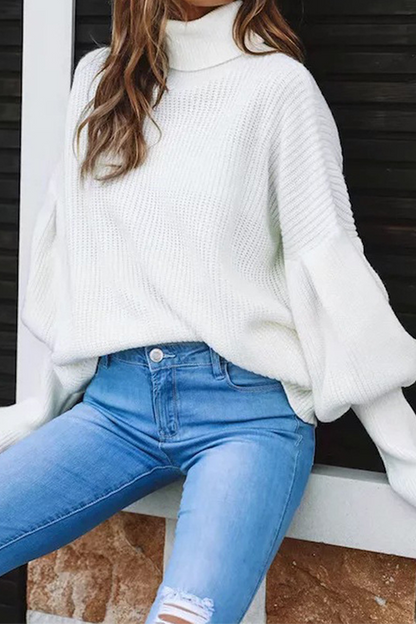 Patchwork Turtleneck Tops Sweater