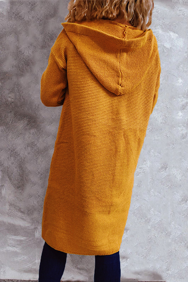 Buttons Basic Hooded Collar Outerwear Sweater(9 Colors)