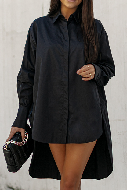 Buckle Asymmetrical Turndown Collar Blouses(4 Colors)