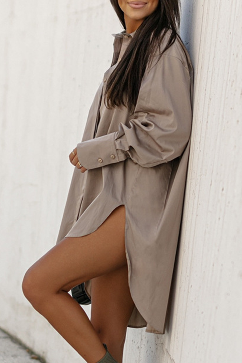 Buckle Asymmetrical Turndown Collar Blouses(4 Colors)