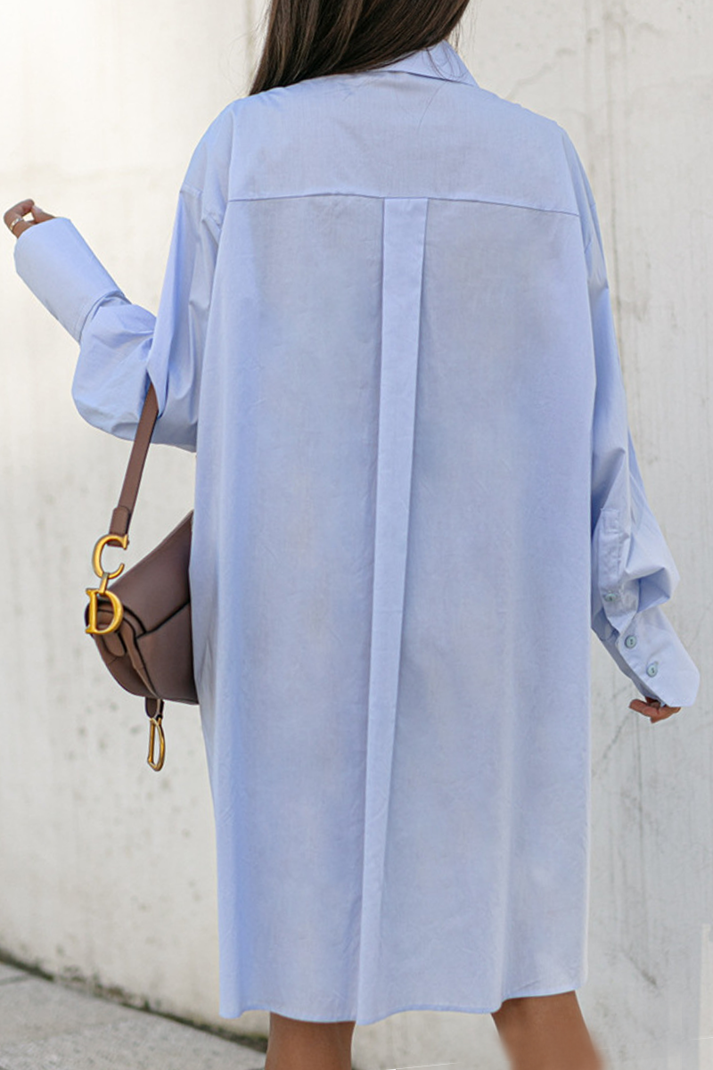 Buckle Asymmetrical Turndown Collar Blouses(4 Colors)