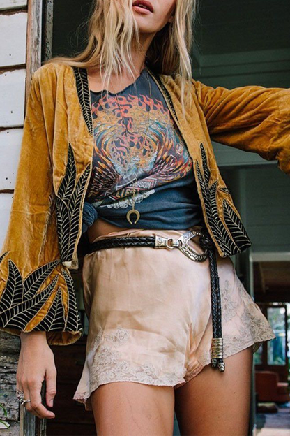Print Cardigan Collar Outerwear