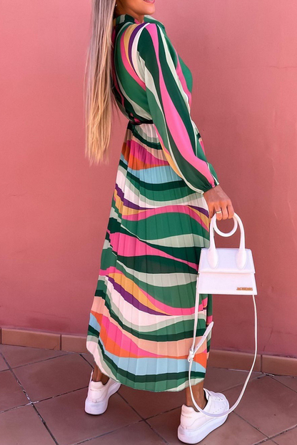 Print Half a Turtleneck Waist Skirt Dresses