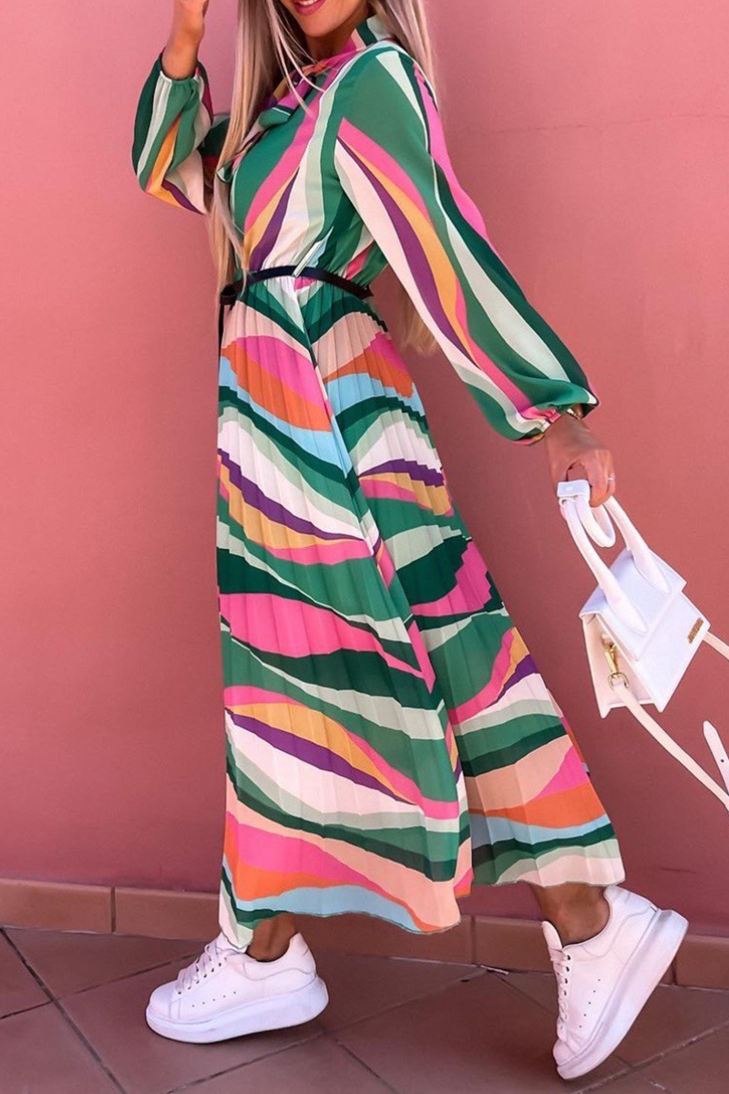 Print Half a Turtleneck Waist Skirt Dresses
