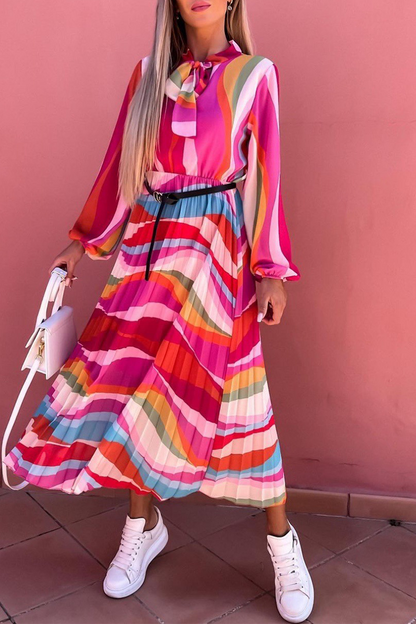 Print Half a Turtleneck Waist Skirt Dresses