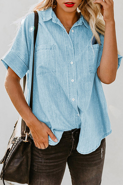 Patchwork Turndown Collar Blouses(3 Colors)