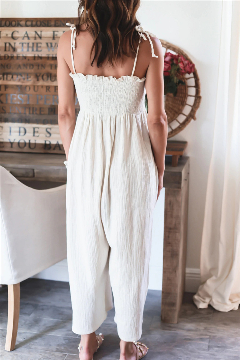 Split Joint Spaghetti Strap Straight Jumpsuits