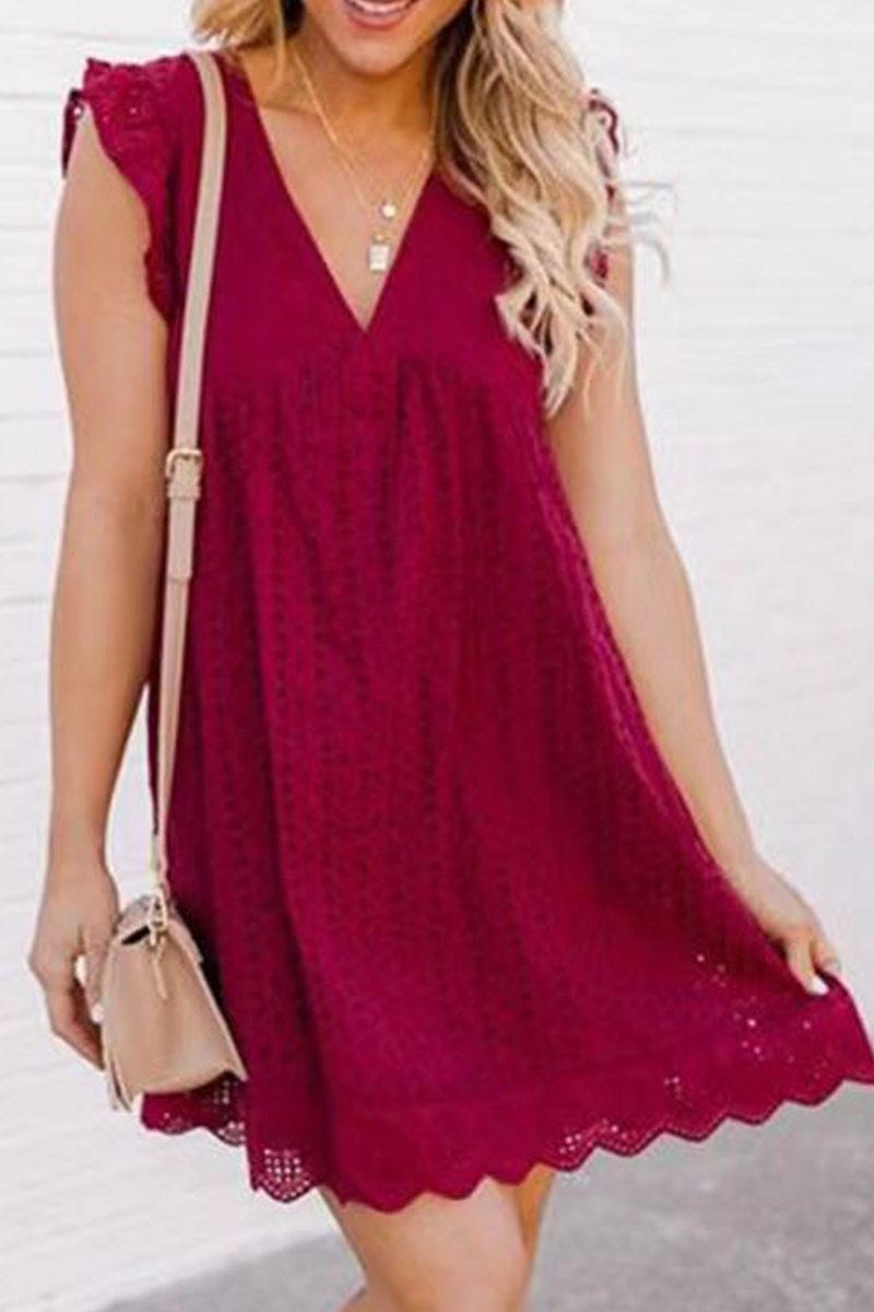Lace V Neck Cake Skirt Dresses