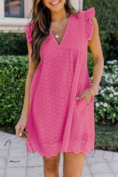 Lace V Neck Cake Skirt Dresses