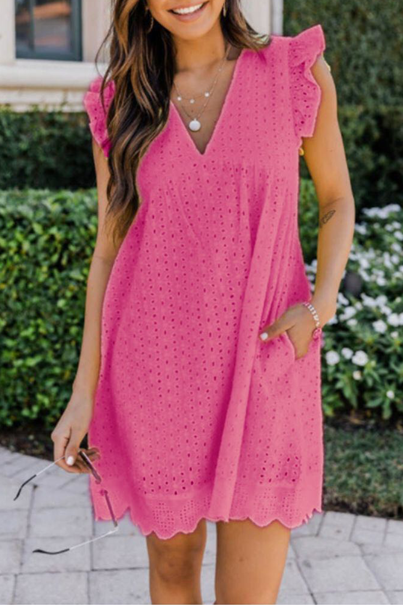 Lace V Neck Cake Skirt Dresses