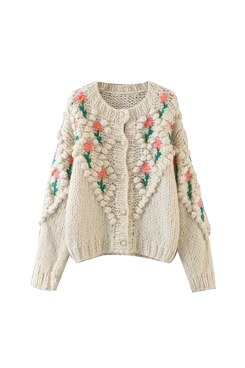Patchwork Hollowed Out Cardigan Collar Sweaters
