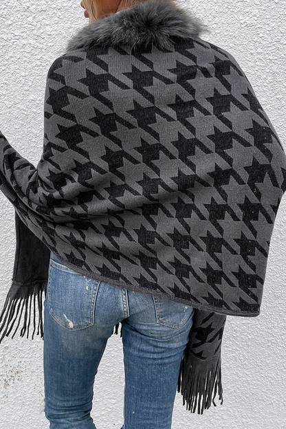 Plaid Tassel Cardigan Collar Outerwear(4 Colors)