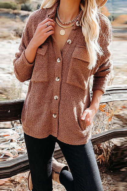 Pocket Turndown Collar Blouses(8 Colors)