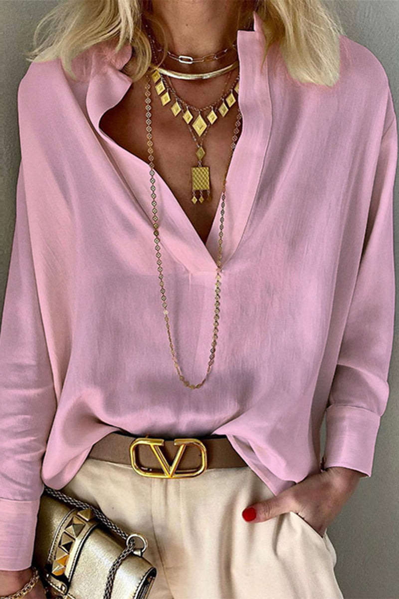 Color Mandarin Collar Blouses(3 Colors)